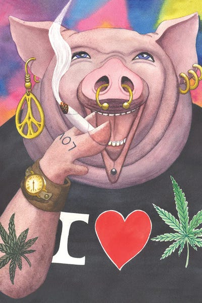 Smoking: Pot Bellied Pig by Catherine G McElroy