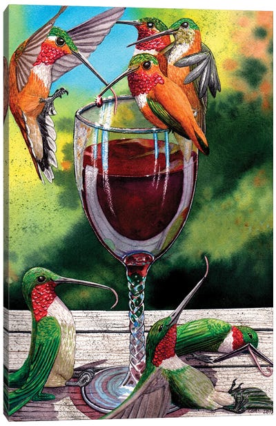 Red Winos Canvas Art Print - Wine Art