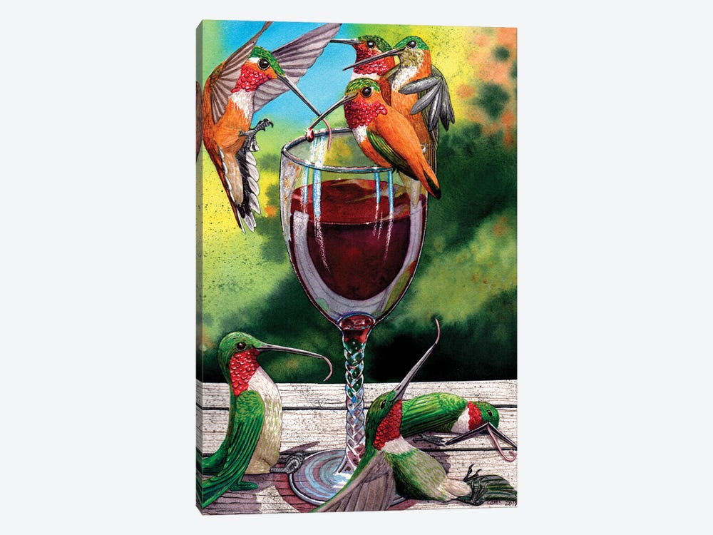 Red Winos by Catherine G McElroy 1-piece Canvas Artwork