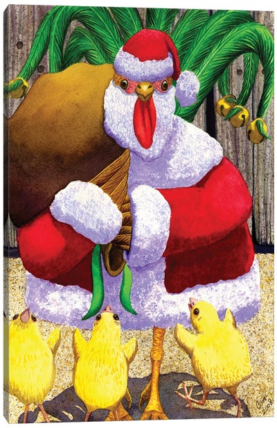 Santa Chicken Canvas Art Print - Naughty or Nice