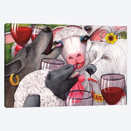 Sheepishly Wining With The Bitches Canvas Print #CGM88} by Catherine G McElroy Art Print