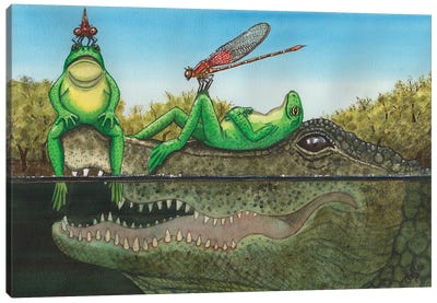 Swamp Canvas Art Print - Crocodile & Alligator Art