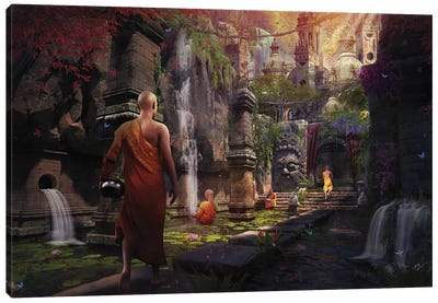 Hidden Sanctuary Canvas Art Print - Monk Art