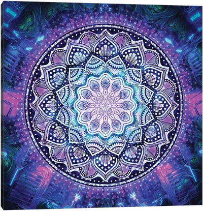 Flower Bloom Mandala Canvas Art Print - Psychedelic & Trippy Art