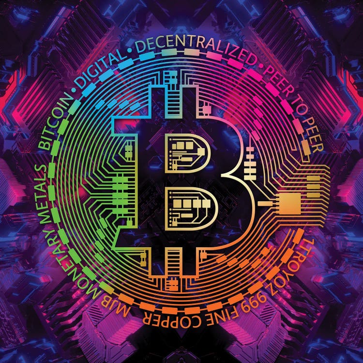 Bitcoin Rainbow by Cameron Gray wall art