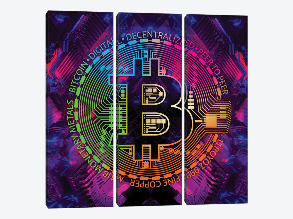 Bitcoin Rainbow by Cameron Gray 3-piece Canvas Print