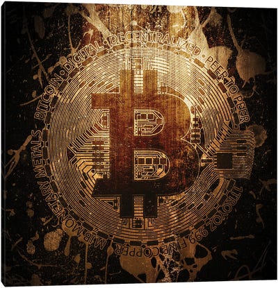 Bitcoin Grunge Canvas Art Print - Cameron Gray