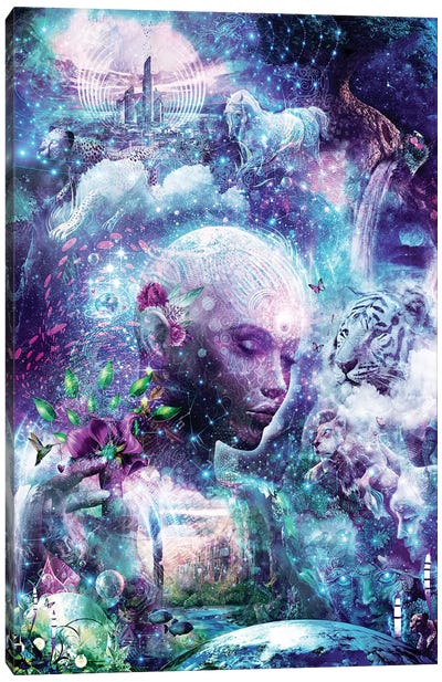 Discovering The Cosmic Consciousness Canvas Art Print - Cyberpunk Art