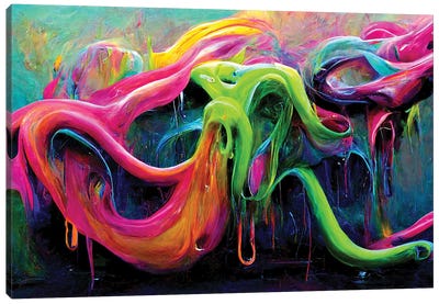 Neon Paint Splash Canvas Art Print - Cameron Gray