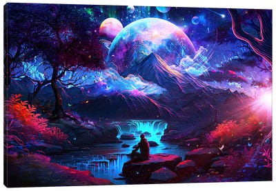 Breathing In The Sky Canvas Art Print - Space Fiction Art
