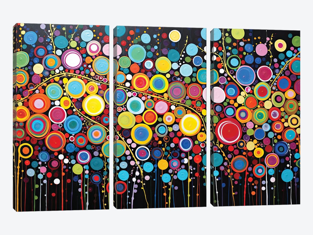Festival Of Color And Lights by Cameron Gray 3-piece Canvas Wall Art