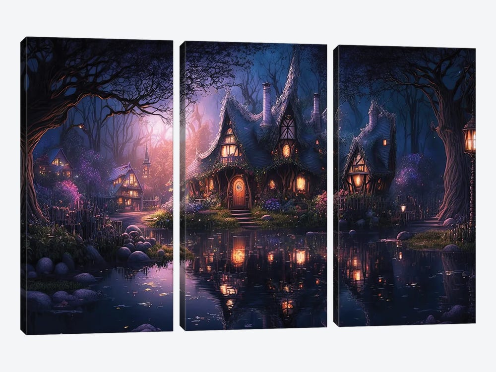Fantasy Village by Cameron Gray 3-piece Canvas Art Print