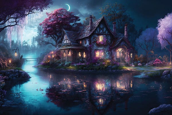 Cameron Gray: Lake Home At Night by Cameron Gray