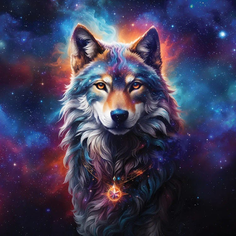 Astral Spirit Wolf Canvas Art by Cameron Gray | iCanvas