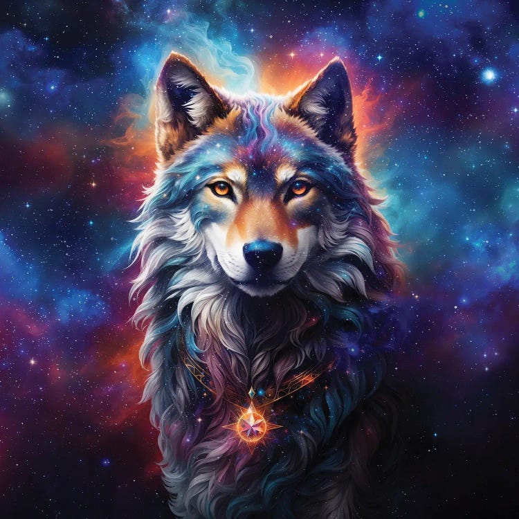 Astral Spirit Wolf Canvas Wall Art by Cameron Gray | iCanvas