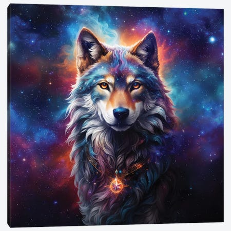 Astral Spirit Wolf Canvas Print #CGR99} by Cameron Gray Art Print