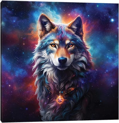Astral Spirit Wolf Canvas Art Print - Wolf Art