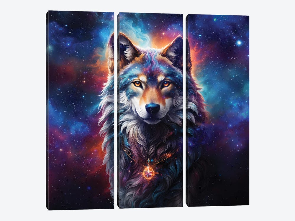 Astral Spirit Wolf by Cameron Gray 3-piece Canvas Print