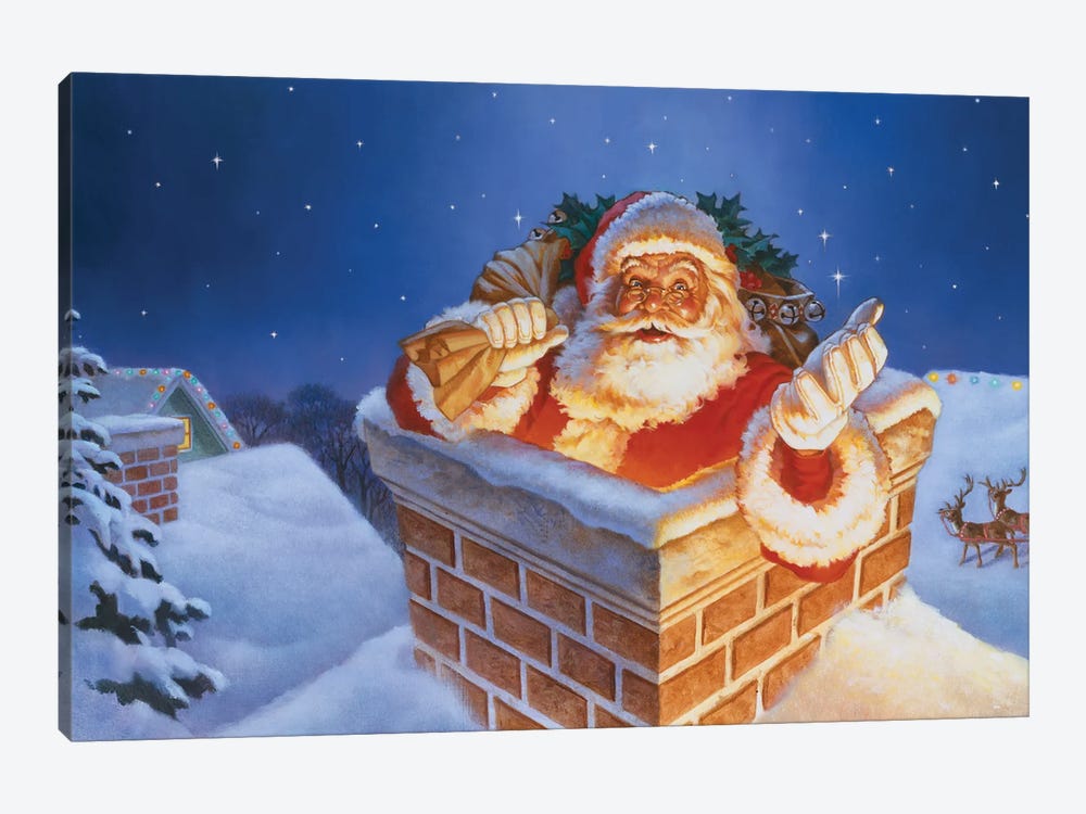 Chimney Santa by Corbert Gauthier 1-piece Canvas Art Print