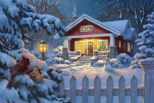 Snowscapes: Christmas Bungalow Red by Corbert Gauthier