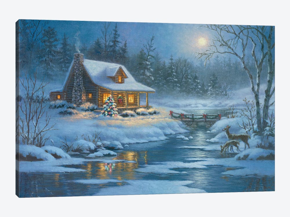 Christmas Cabin by Corbert Gauthier 1-piece Canvas Print