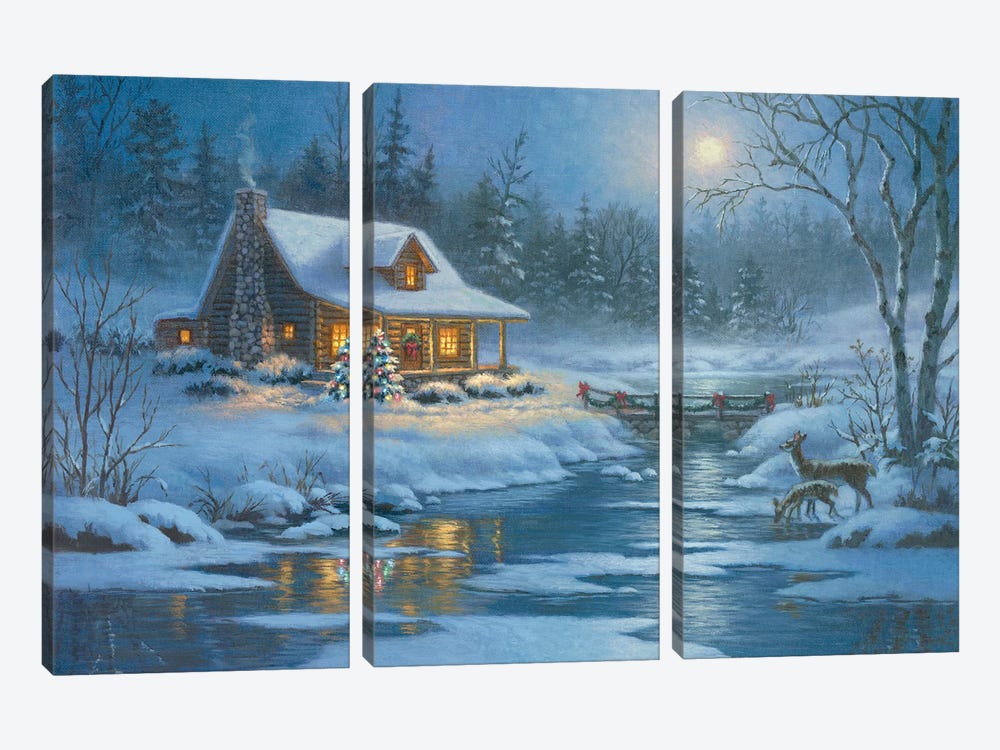 Christmas Cabin by Corbert Gauthier 3-piece Art Print