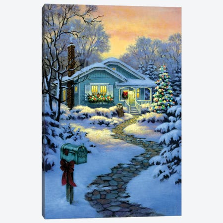 Christmas Cottage Canvas Print #CGT15} by Corbert Gauthier Canvas Wall Art
