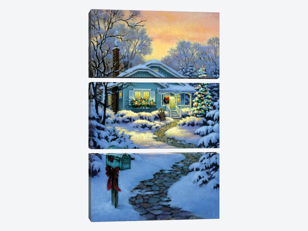 Christmas Cottage by Corbert Gauthier 3-piece Art Print
