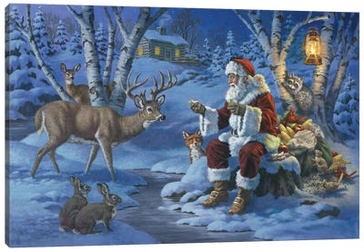 Christmas Feast Canvas Art Print - Deer Art