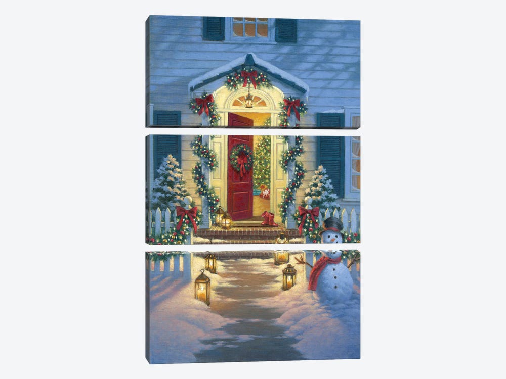 Christmas Porch by Corbert Gauthier 3-piece Canvas Artwork