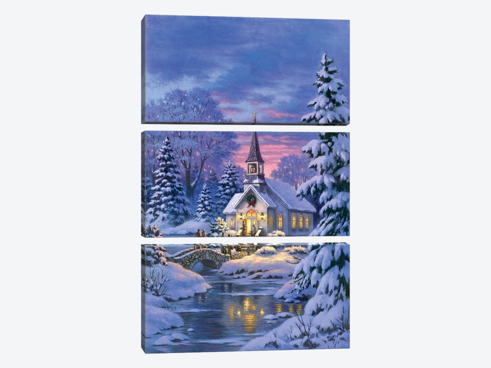 Country Church by Corbert Gauthier 3-piece Canvas Print