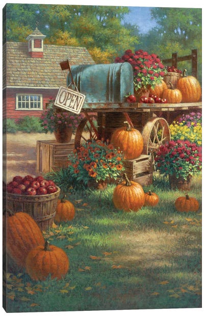 Fall Scene Canvas Art Print - Pumpkins