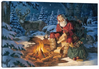 Forest Friends Canvas Art Print - Santa Claus Art