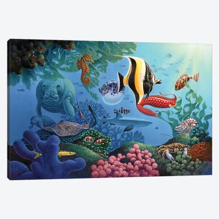Hidden Fish Shapes Canvas Print #CGT30} by Corbert Gauthier Art Print