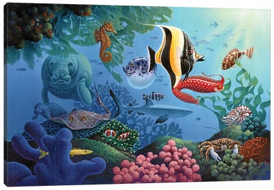 Hidden Fish Shapes Canvas Art Print - Manatee Art