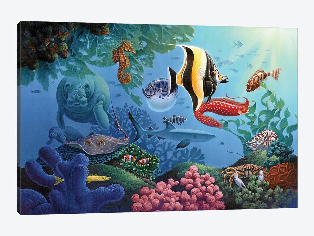 Hidden Fish Shapes by Corbert Gauthier 1-piece Canvas Artwork