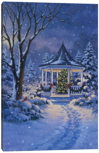 Holiday Gazebo Canvas Art Print - Snowscape Art