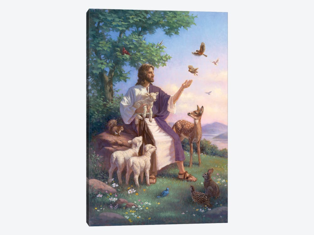Jesus With Animals by Corbert Gauthier 1-piece Art Print
