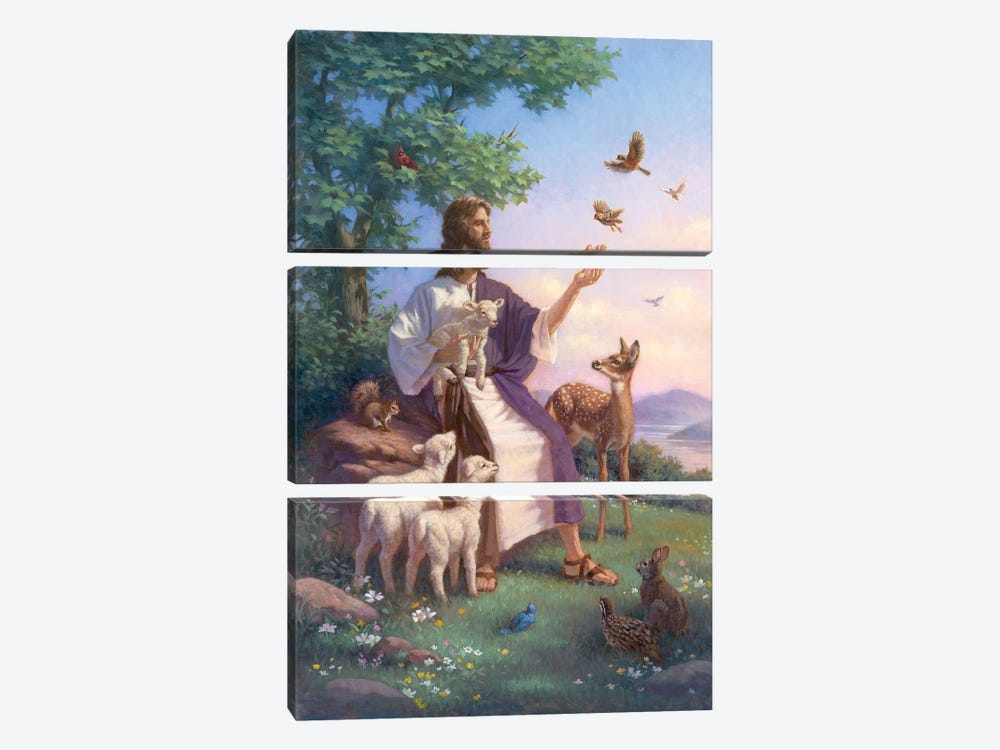 Jesus With Animals 3-piece Art Print