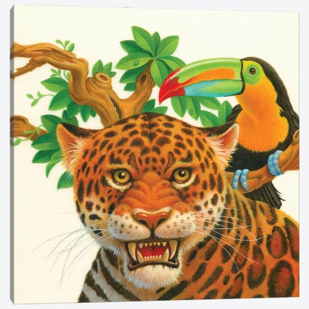 Leopard Toucan Canvas Print #CGT37} by Corbert Gauthier Canvas Wall Art