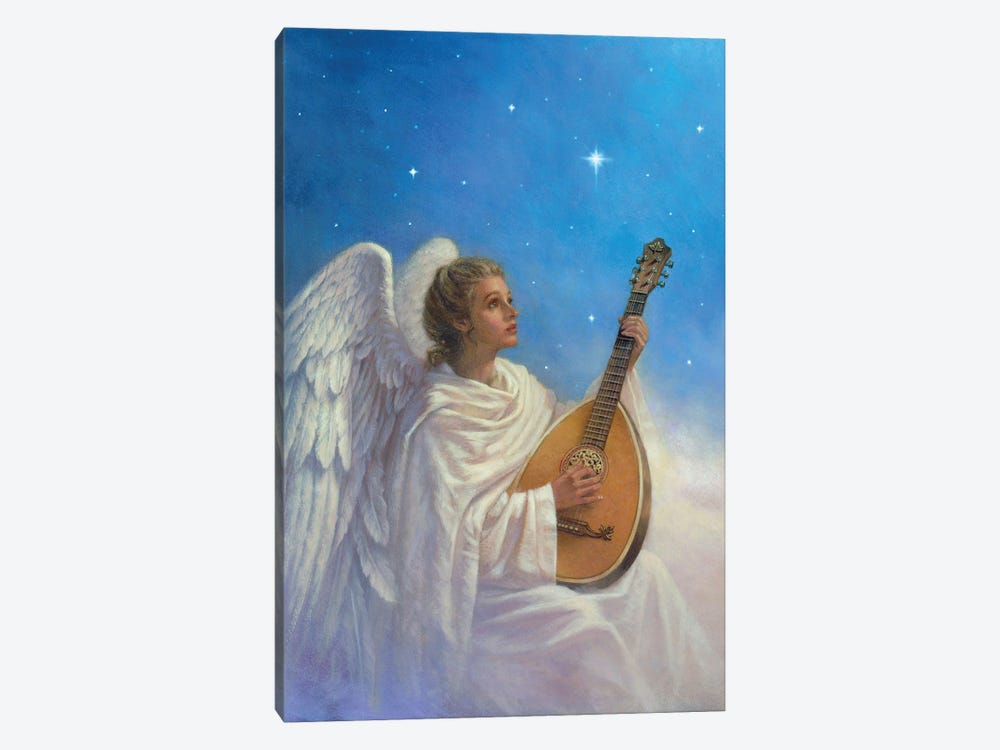 Angel With Lute by Corbert Gauthier 1-piece Canvas Art Print