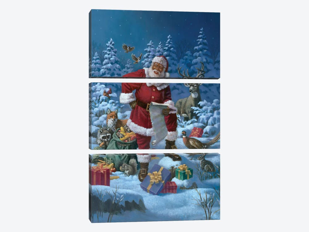 Moonlight Christmas Party by Corbert Gauthier 3-piece Canvas Print