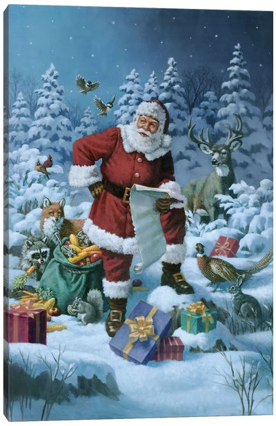 Moonlight Christmas Party II Canvas Art Print - Santa Claus Art
