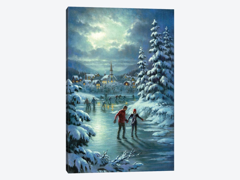 Moonlight Skaters by Corbert Gauthier 1-piece Canvas Print