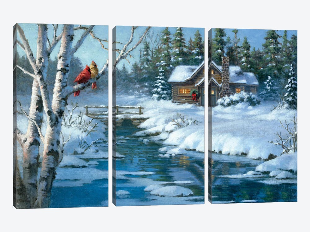 Northern Creek Cabin by Corbert Gauthier 3-piece Canvas Print
