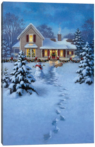 Path Toward Home Canvas Art Print - Snowman Art