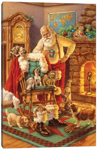 Santa & Friends Canvas Art Print - Santa Claus Art