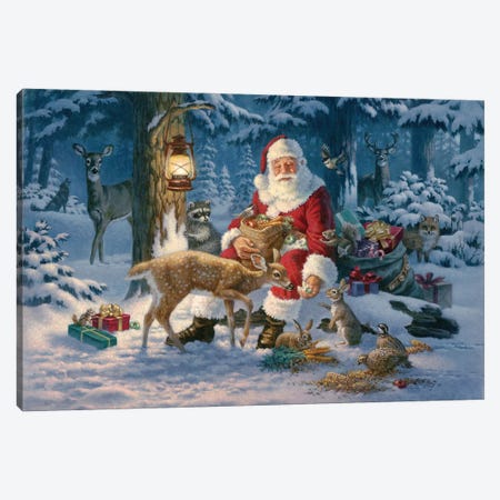 Santa In Forest Canvas Print #CGT59} by Corbert Gauthier Canvas Art Print