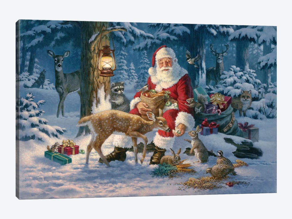 Santa In Forest by Corbert Gauthier 1-piece Art Print