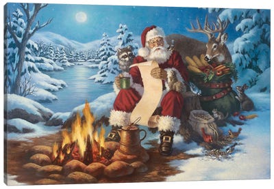 Santas List Canvas Art Print - Santa Claus Art